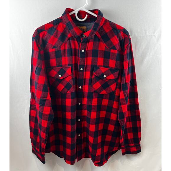 Roebuck & Co. Red & Black Plaid Flannel Shirt Men's Size XL - Picture 1 of 7